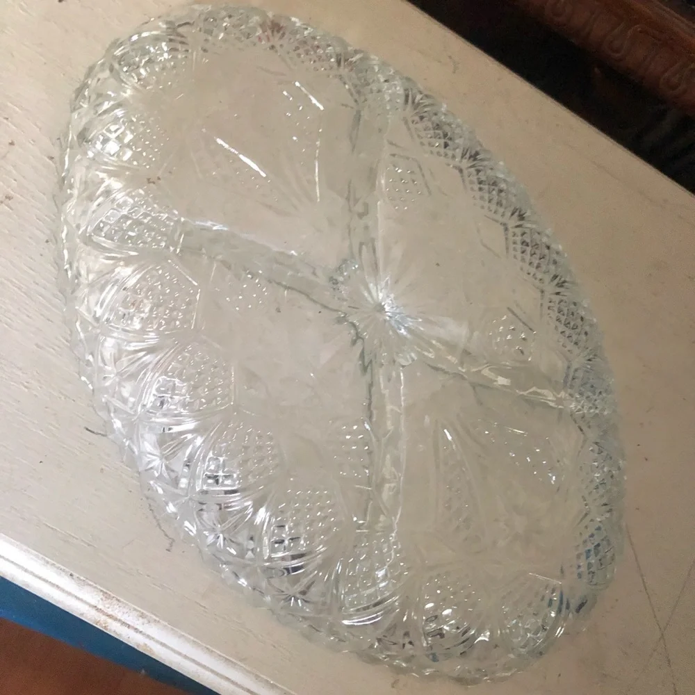 Vintage Silver & Glass Divided Dish Serving Platter